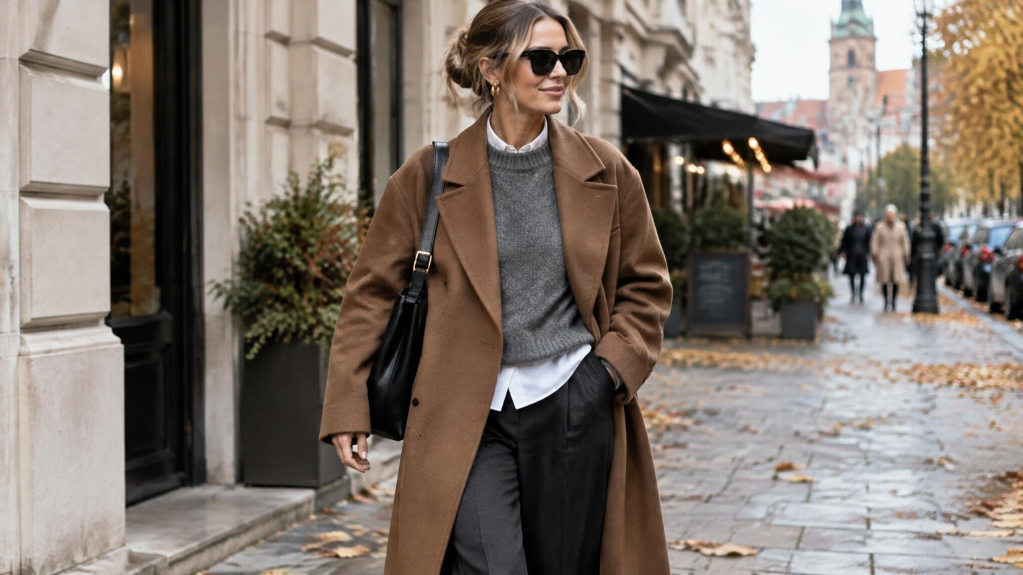 woman in autumn coat